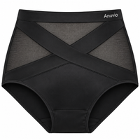 Anuvio criss-cross high-waist shaping brief in black