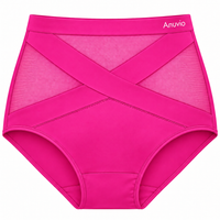 Anuvio criss-cross high-waist shaping brief in pink