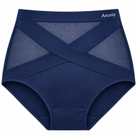 Anuvio criss-cross high-waist shaping brief in navy