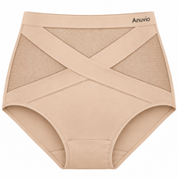 Anuvio criss-cross high-waist shaping brief in beige